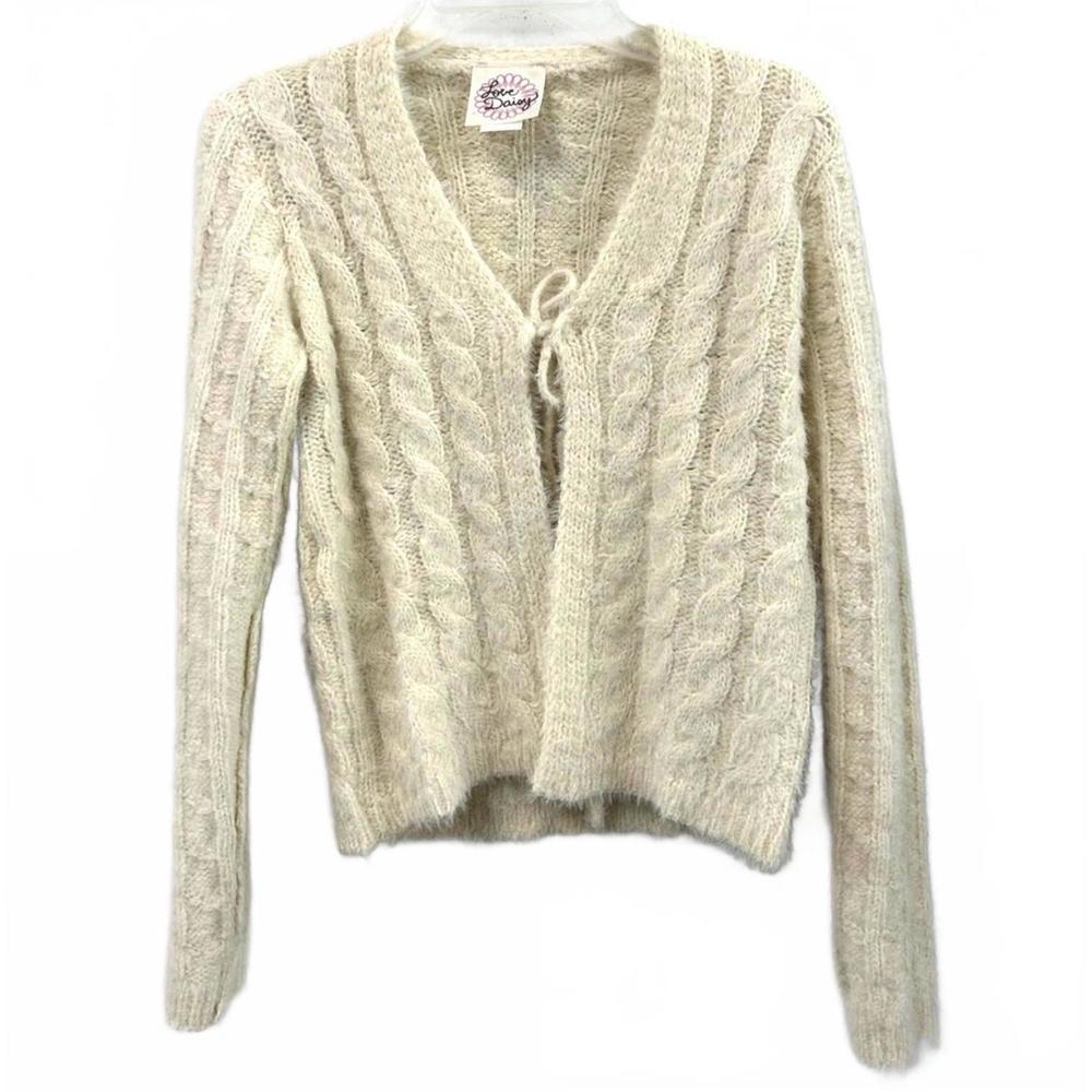 NEW LOVE DAISY girls' cable knit light cardigan in cream